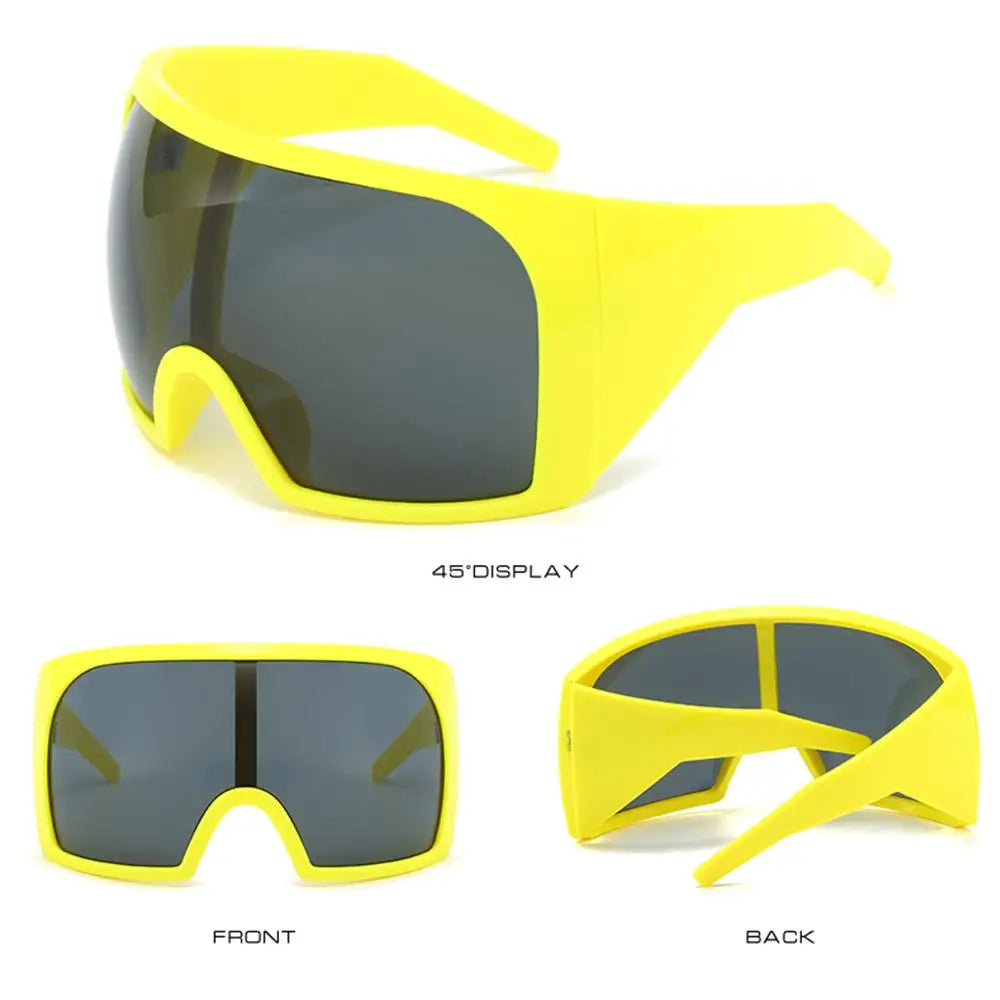 Futuristische Wrap-Around-Sonnenbrille Rave gebogene Linse UV400-Schutz 2000er Brillen übergroße Y2K-Sonnenbrille für Frauen und Männer