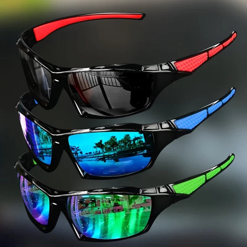 1/3 Stück Sportsonnenbrille für Herren, Leichte Nachtsichtbrille, Fahrrad-, Fahr- und Angelbrille, Modische Verspiegelte Sonnenbrille