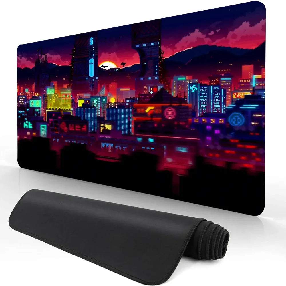 Heißer Verkauf Stadt Neon Pixel Große Maus Matte Gaming Mauspad Gamer Mauspads Gummi Tastatur Matten Schreibtisch Matten XXL Mauspads 900X400