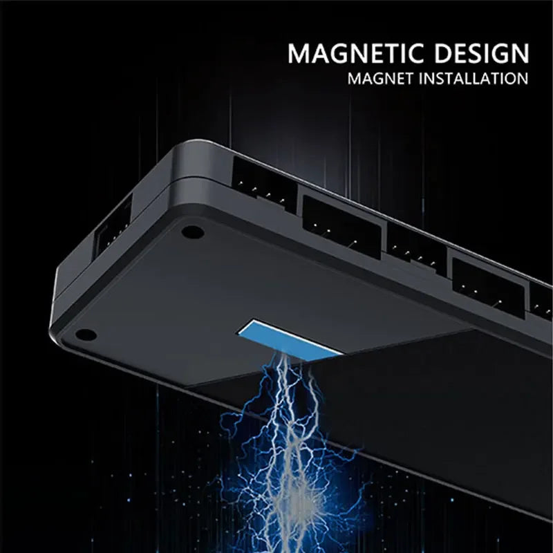 UPSIREN HU-8 Gehäuselüfter-Hub, 8 Sätze ARGB- und PWM-Schnittstellen, magnetisches Unteres Design, unterstützt Motherboard-Synchronisierung