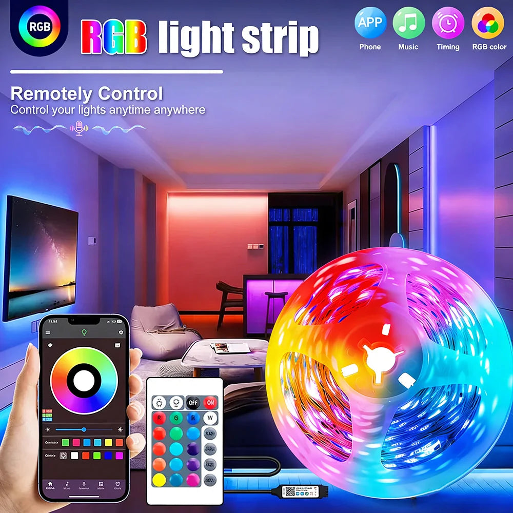 RGB LED Streifen Lichter 5V USB Led Licht Farbwechsel Fernbedienung APP Steuerung Farbwechsel Flexible Lampe Band 1M-30M TV Hintergrundbeleuchtung