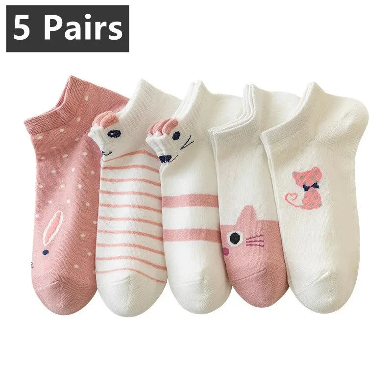 10 Paar Damen-Socken mit Cartoon-Muster, trendige und modische, vielseitige Socken, leichte, atmungsaktive, bequeme Freizeitsocken