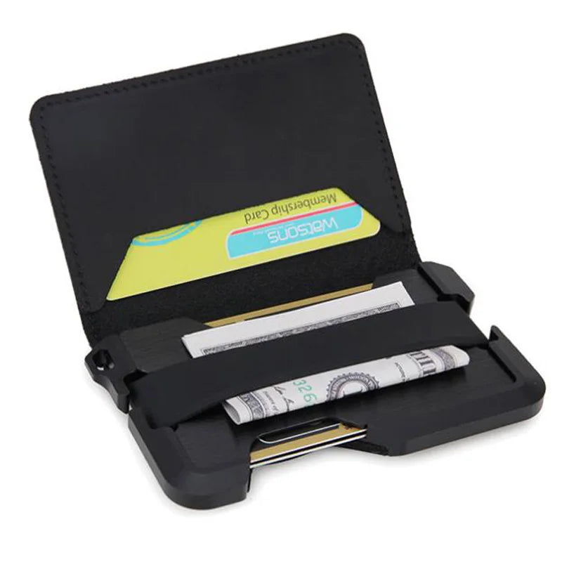Geldbörse für Herren – Schlanke Herren-Geldbörse, Bifold-Geldbörsen, Aluminium, Kreditkarten-Reisepasshülle, Herren-Geldbörse, RFID-blockierende Geldklammer, dünn