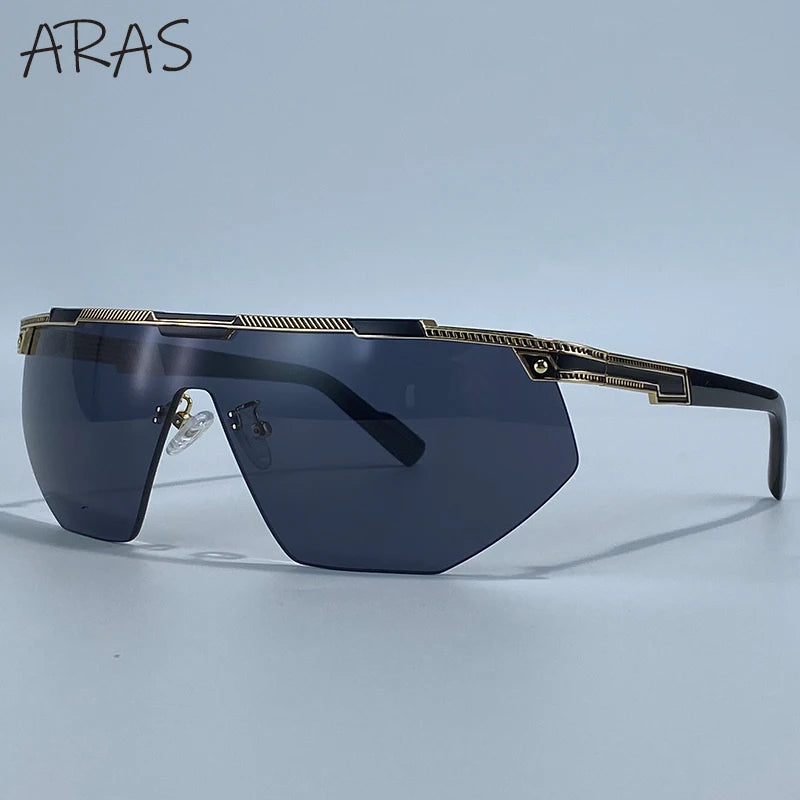 Übergroße Sport-Wrap-Around-Sonnenbrille für Damen 2026 – Luxusmarke Steampunk Shield Goggle Mask Sonnenbrille für Damen UV400 Schutz