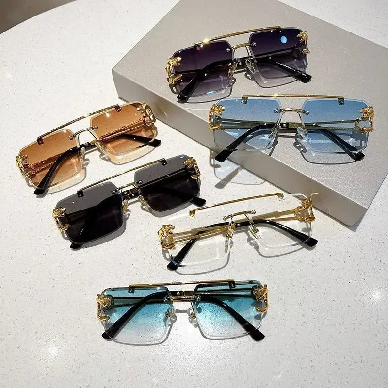 Sonnenbrille Herren Mode Randlose Sonnenbrille Shades Objektiv Damen Rahmenlose Brillen