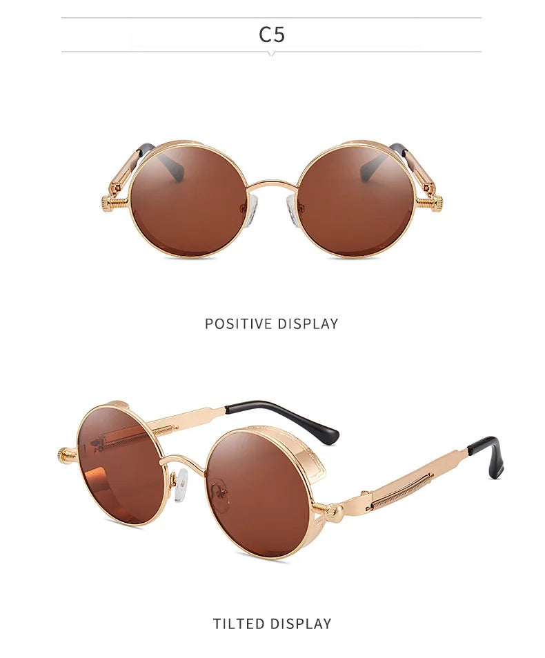 Klassische Steampunk Sonnenbrille Männer Frauen Retro Gothic Runde Herren Sonnenbrille Mode Punk Party Fahr schirme Lunette de Soleil