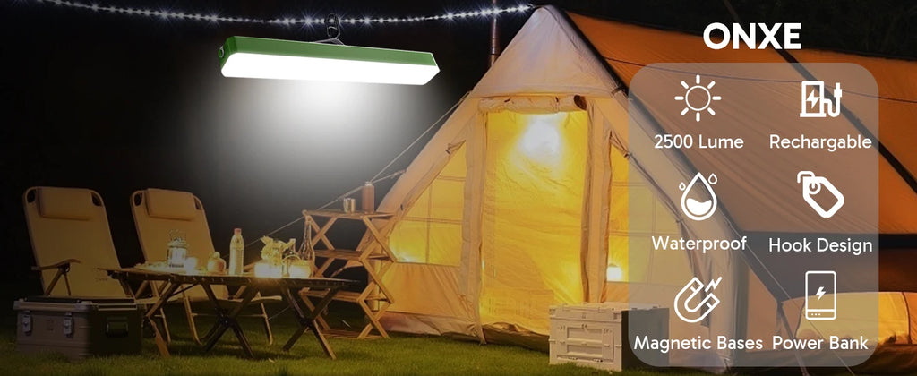 Solar-Campinglaterne – 5400 mAh Powerbank, 2500 lm, IPX5 wasserdicht, 4 Modi und magnetischer Haken – tragbare Camping-Lichtleiste für Zelt