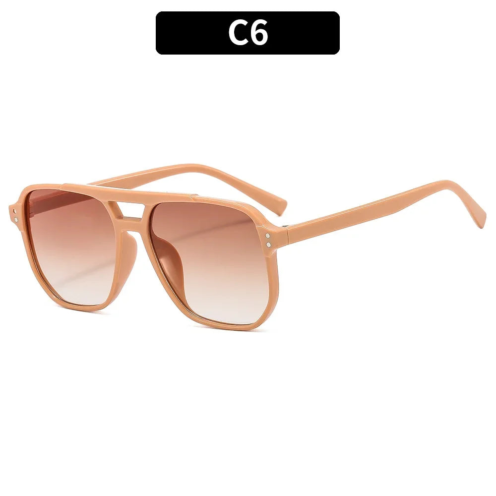 Vintage Quadratische Sonnenbrille für Frauen Männer Dicker Rahmen Doppelte Brücken Brillen Weibliche Chic Polygon Sonnenbrille UV400 Shades