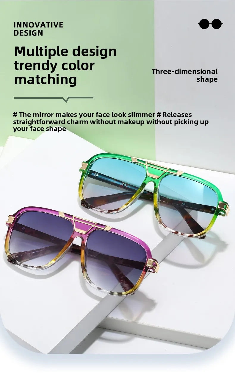 Personalisierte Sonnenbrille mit großem Rahmen für Damen und Herren, elegante Mode, UV-beständig, Straßenfotografie, beliebte Brille