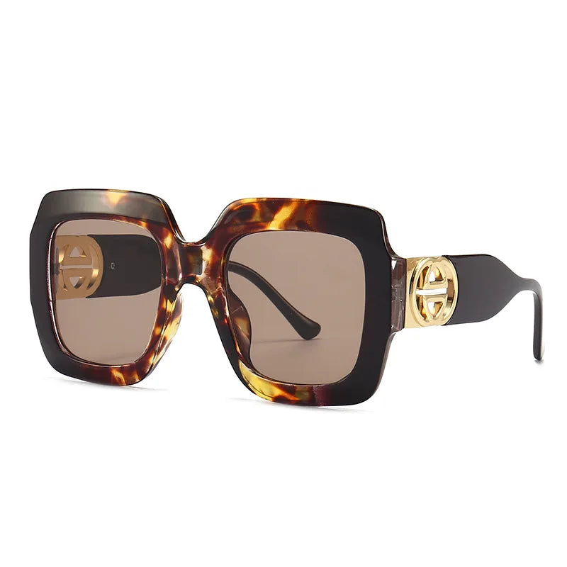 2024 Retro übergroße quadratische Sonnenbrille Frauen Luxusmarke Big Frame Sonnenbrille für Männer Vintage Punk Shades UV400 Tendy Brillen