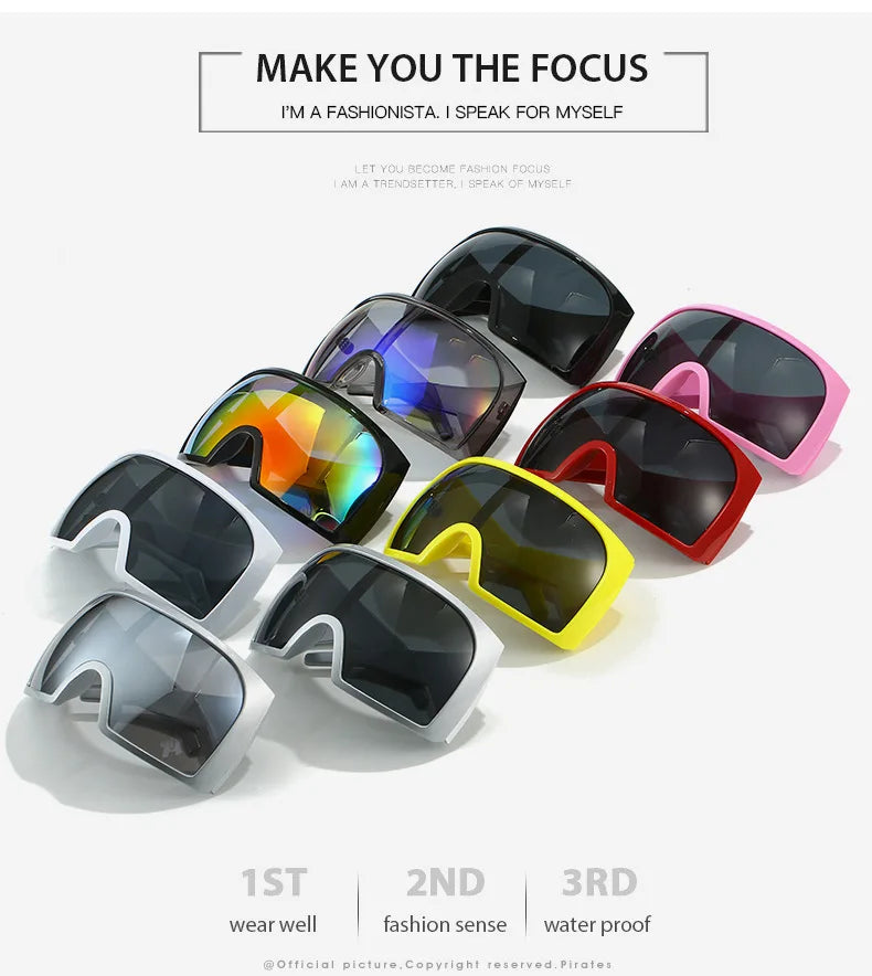 Übergroße Sonnenbrille für Herren, umwickelt, windabweisend, persönlich, große Farbtöne, futuristische Mode, Zukunftsschild, Uv400, Radfahren, Motorrad