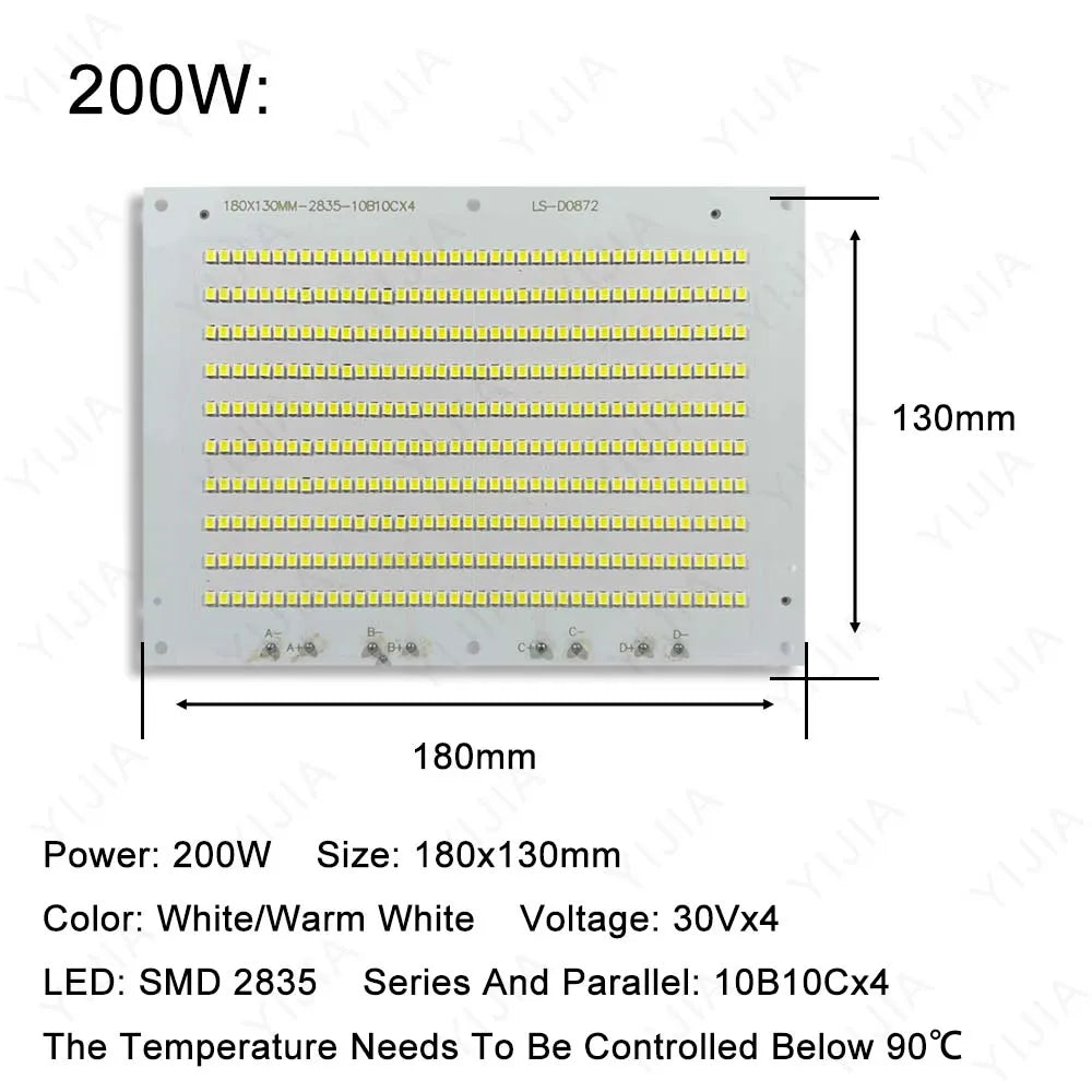 LED-Chip SMD2835 LED-Platine 10W 20W 30W 50W 100W 150W 200W DC30-34V Aluminiumsubstratbeleuchtung Außenflutlichtstrahler