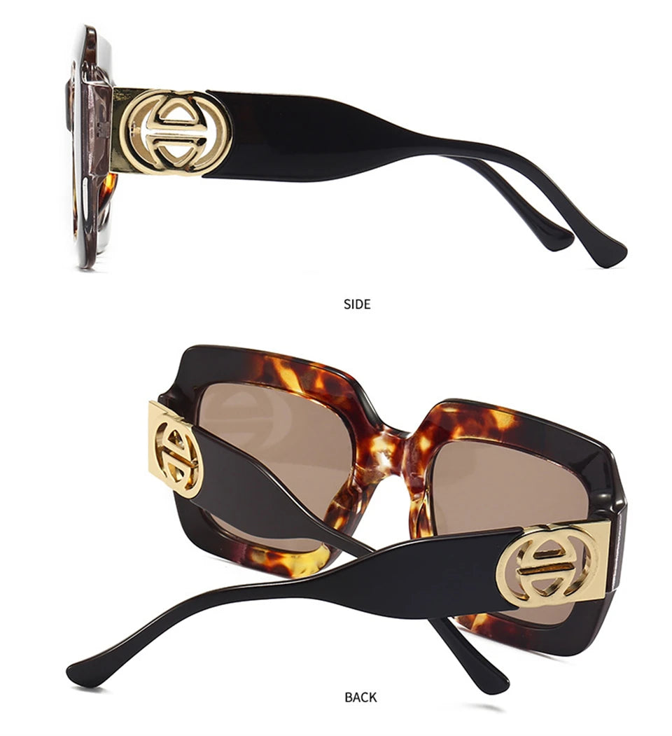 2024 Retro übergroße quadratische Sonnenbrille Frauen Luxusmarke Big Frame Sonnenbrille für Männer Vintage Punk Shades UV400 Tendy Brillen