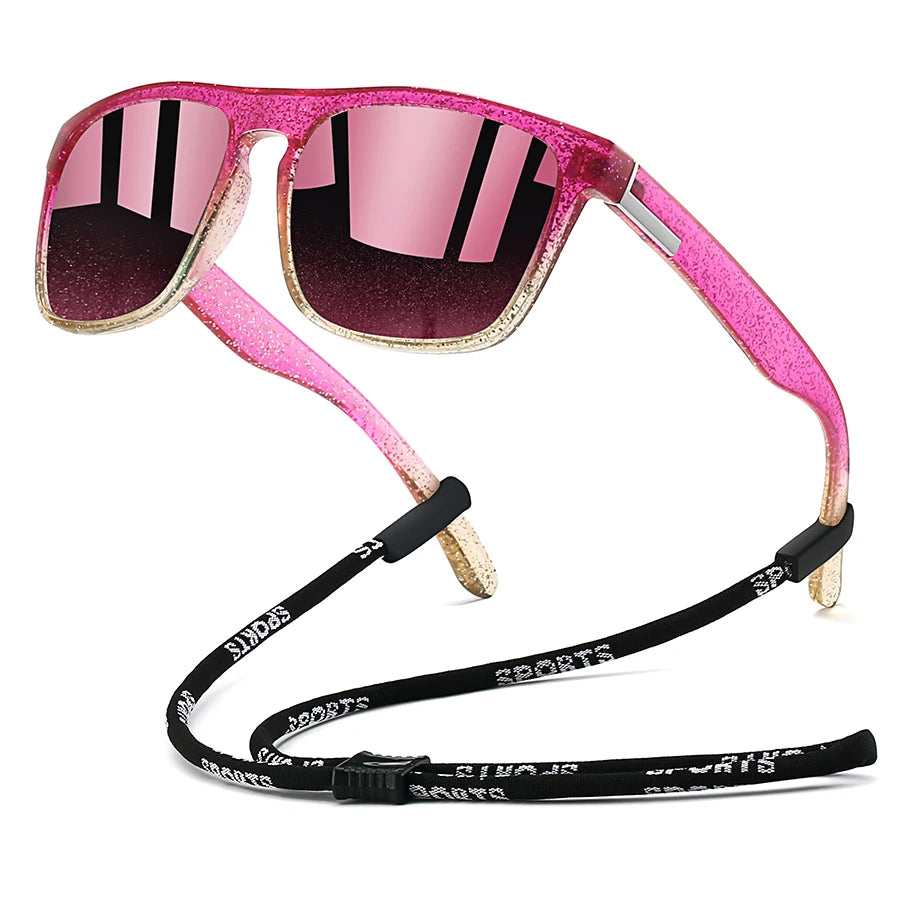 Sonnenbrille mit Kette für Männer und Frauen, klassisch quadratisch, zum Fahren, Angeln, farbenfroh, leicht, Outdoor-Schutzbrille