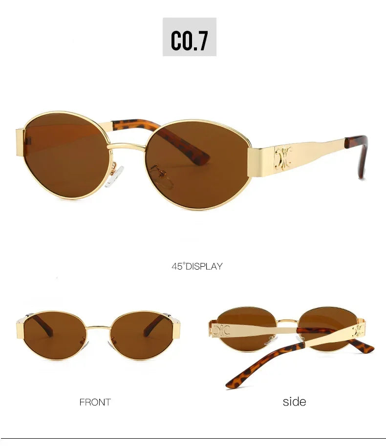 Luxuriöse Metall-Sonnenbrille für Damen und Herren, Unisex, Designer-Mode-Sonnenbrille, oval, Unisex, stilvolle Brillenschirme, UV400