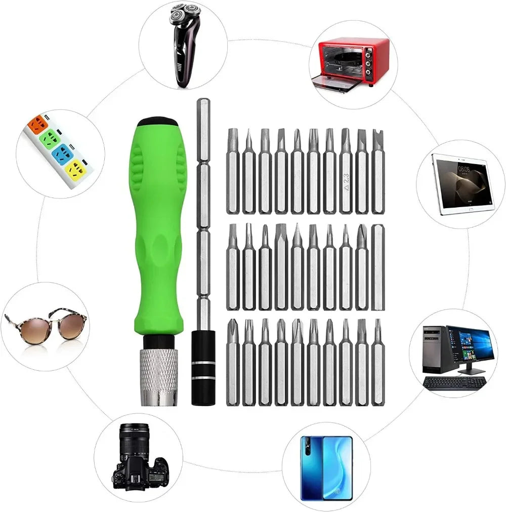 32-in-1-Multifunktions-Schraubendreher-Set mit 30-teiligem Torx-Phillips-Magnetschraubendreher-Bits, Mini-Reparaturwerkzeug für Telefon, Uhr, PC