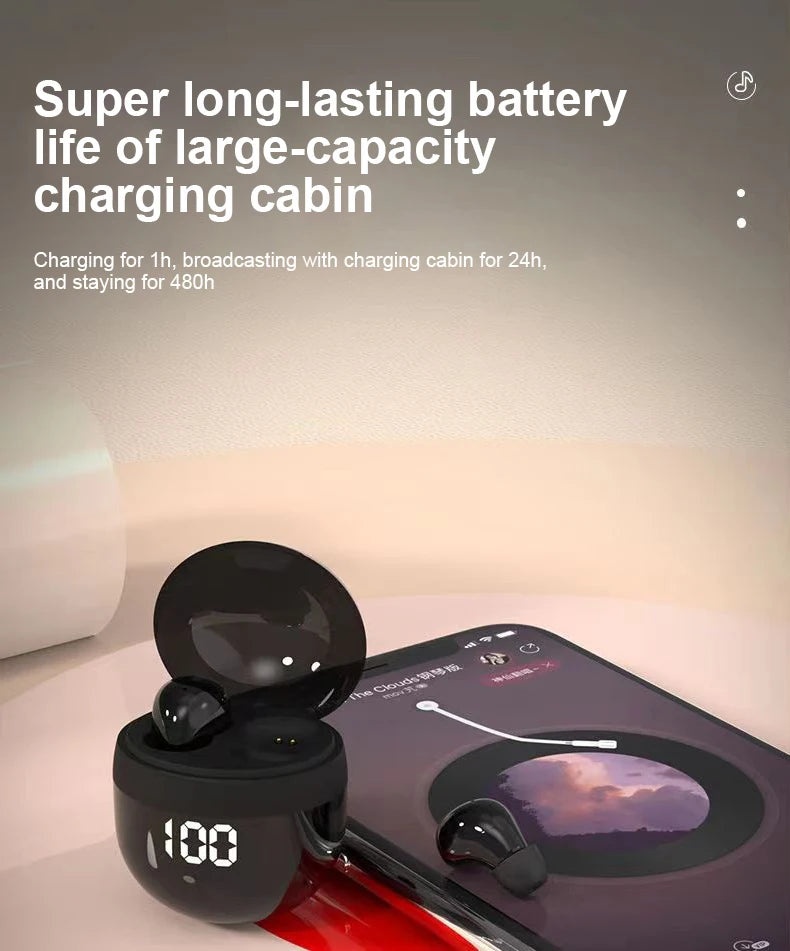 Mini Unsichtbare Kopfhörer Bluetooth 5,3 Kopfhörer Drahtlose Headsets HiFi Stereo Noise Reduction Ohrhörer für Xiaomi iPhone