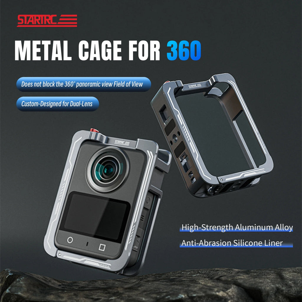 STARTRC Metallkäfig für DJI OSMO 360-Kamera, vollständiger Schutzrahmen, Schnellverschluss, Kaninchenkäfig, Kaltschuhhalterung, Rahmenzubehör