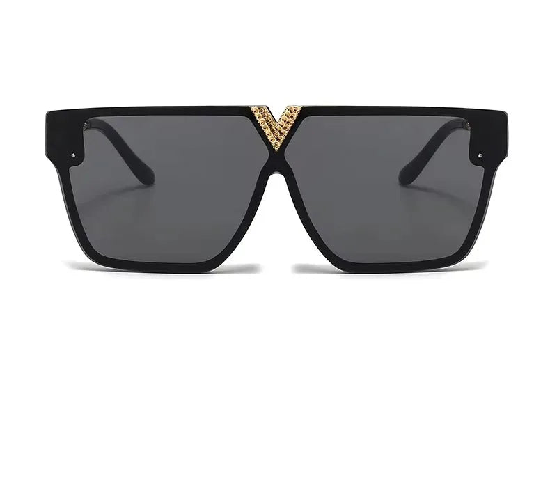 Sonnenbrille mit Buchstabe V für Damen und Herren, quadratischer Rahmen, zum Fahren, beliebter UV-Schutz, schwarze Sonnenbrille, Markendesign, berühmte Brillen 2025,