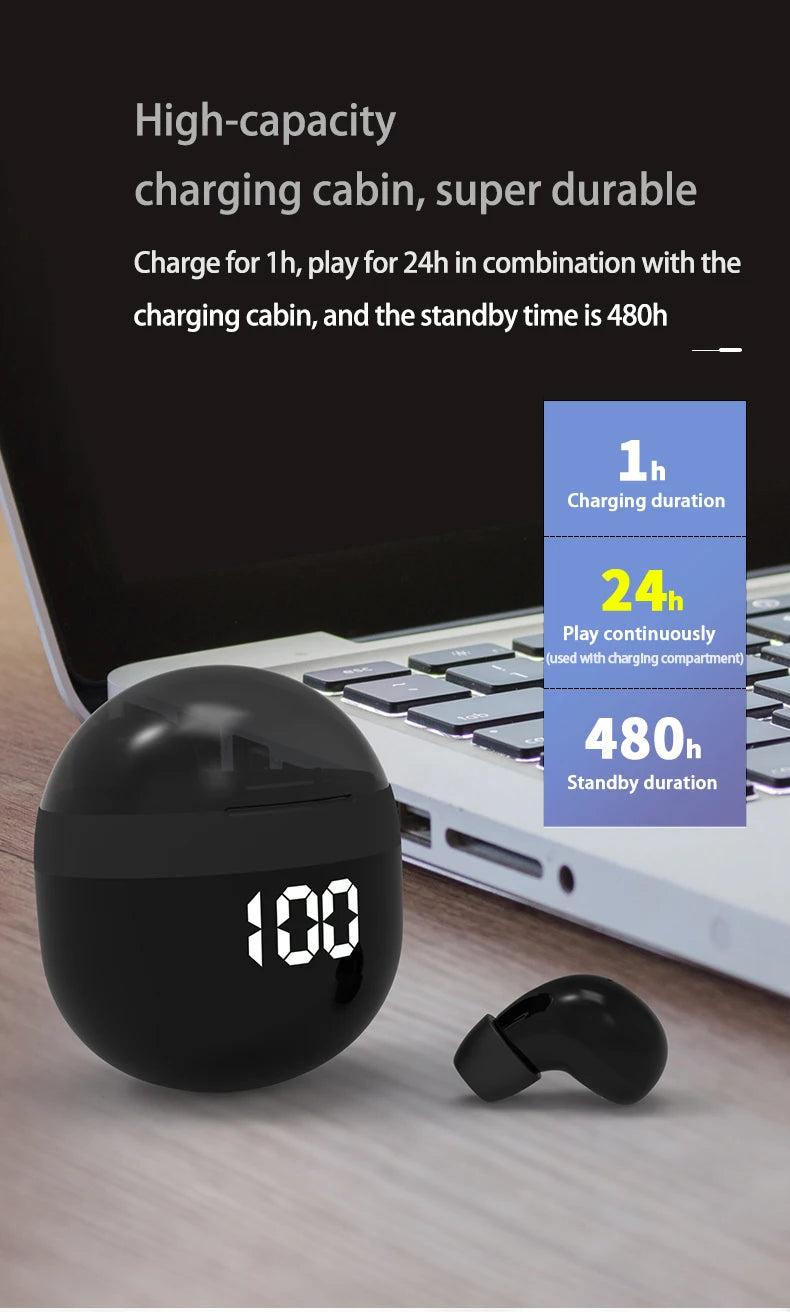 Mini Unsichtbare Kopfhörer Bluetooth 5,3 Kopfhörer Drahtlose Headsets HiFi Stereo Noise Reduction Ohrhörer für Xiaomi iPhone