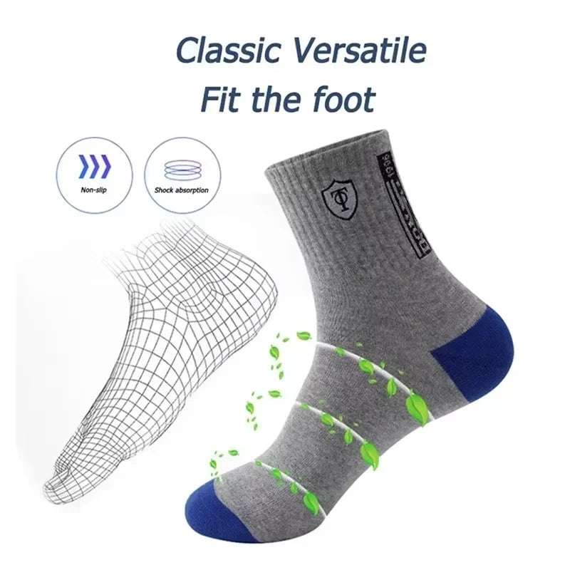 5Pairs Atmungsaktive Baumwolle Sport Strümpfe Männer Bambus Faser Herbst und Winter Männer Socken Schweiß Absorption Deodorant Business Sox