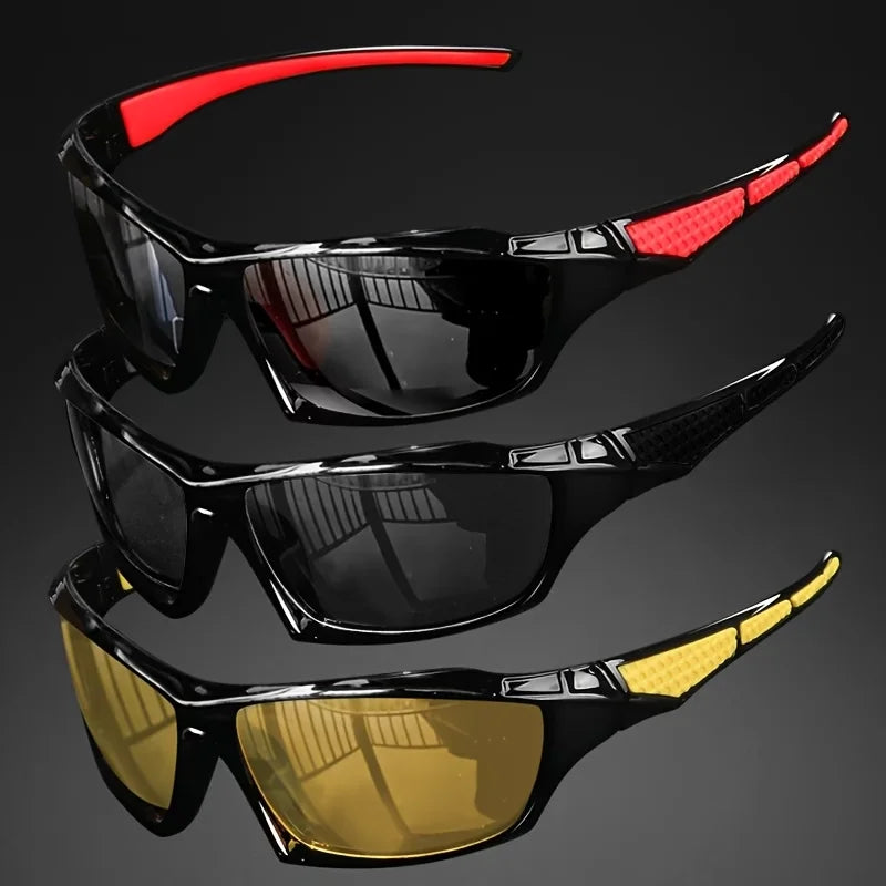 1/3 Stück Sportsonnenbrille für Herren, Leichte Nachtsichtbrille, Fahrrad-, Fahr- und Angelbrille, Modische Verspiegelte Sonnenbrille