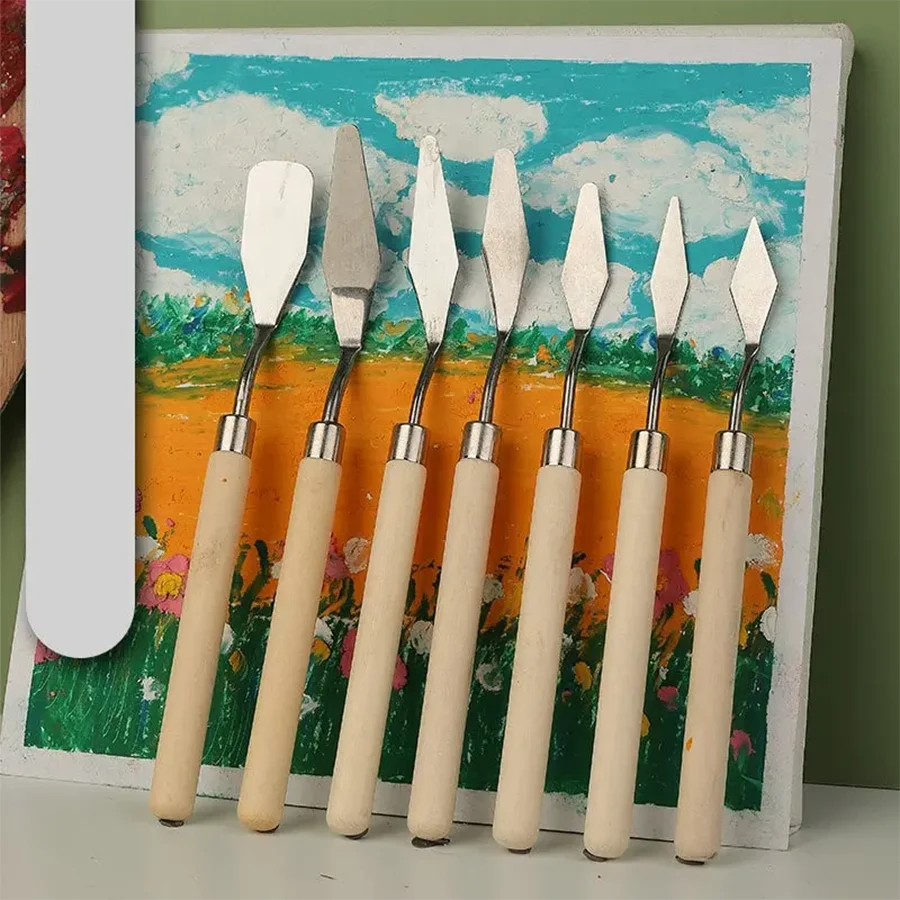 7/14Pcs Edelstahl Ölgemälde Messer Set Künstler Handwerk Spachtel Palette Messer Mischen Messer Schaber Kunst Werkzeuge