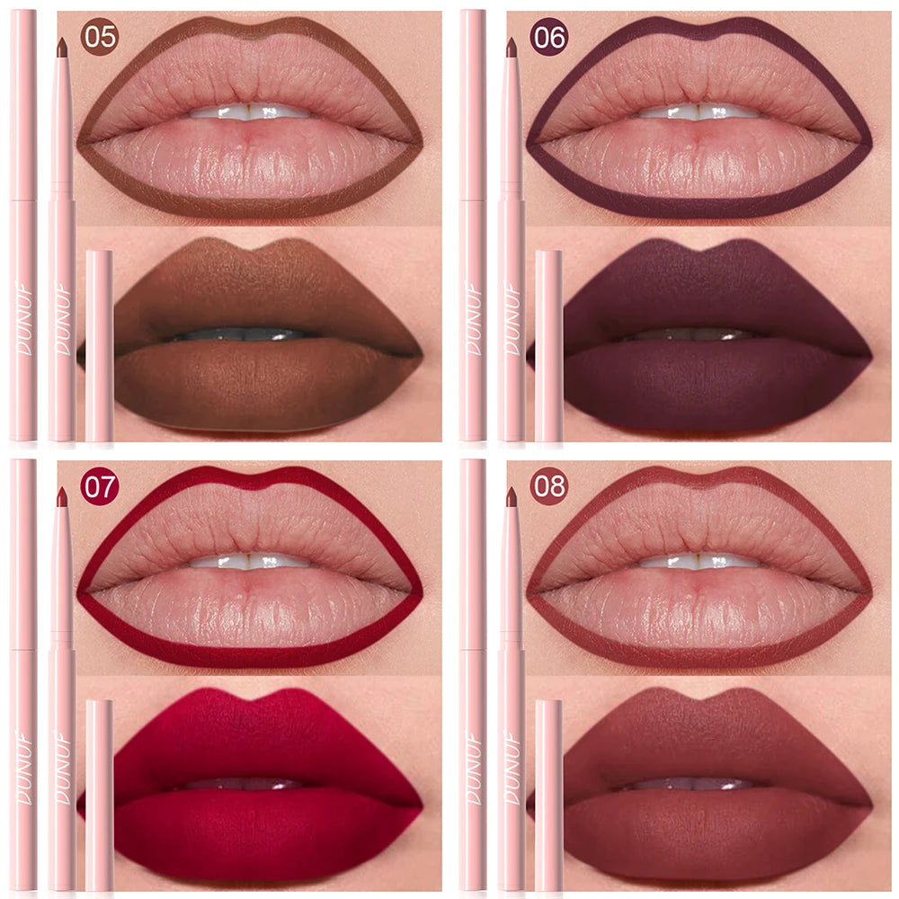 6-teiliges Lipliner-Stift-Set, langlebig, wasserdicht, schweißfest, einfaches Färben, lichtecht, Farbwiedergabe, Lipgloss-Set, Schönheits-Make-up
