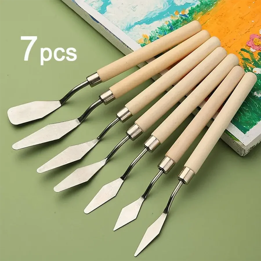 7/14Pcs Edelstahl Ölgemälde Messer Set Künstler Handwerk Spachtel Palette Messer Mischen Messer Schaber Kunst Werkzeuge