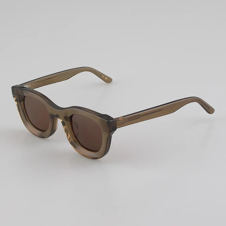 2024 Retro-Sonnenbrille für Damen und Herren, modisch, Acetat, quadratisch, grau, grüner Rahmen, matt gefrostet, UV400, handgefertigte Sonnenbrille