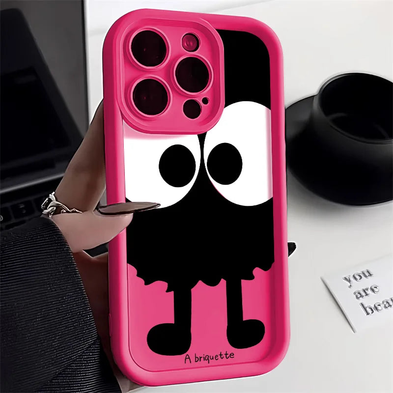 Schwarze Briketts Handyhülle für iPhone 14 16 11 12 13 15 Pro Max 14 Plus 15Pro 7 8 SE2020 XR XS Hüllen Flüssigsilikon Rückseite