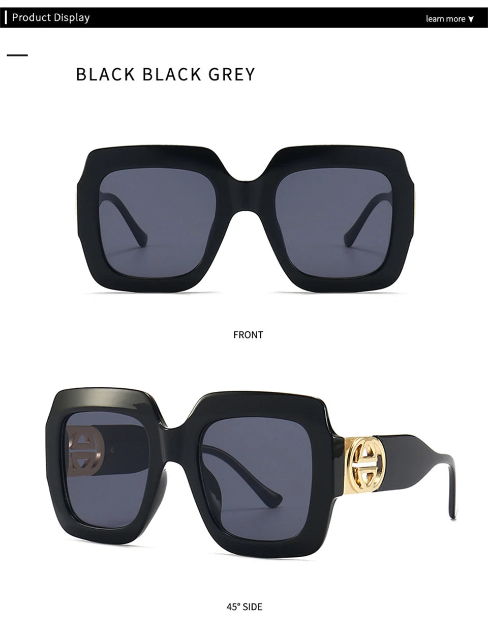 2024 Retro übergroße quadratische Sonnenbrille Frauen Luxusmarke Big Frame Sonnenbrille für Männer Vintage Punk Shades UV400 Tendy Brillen
