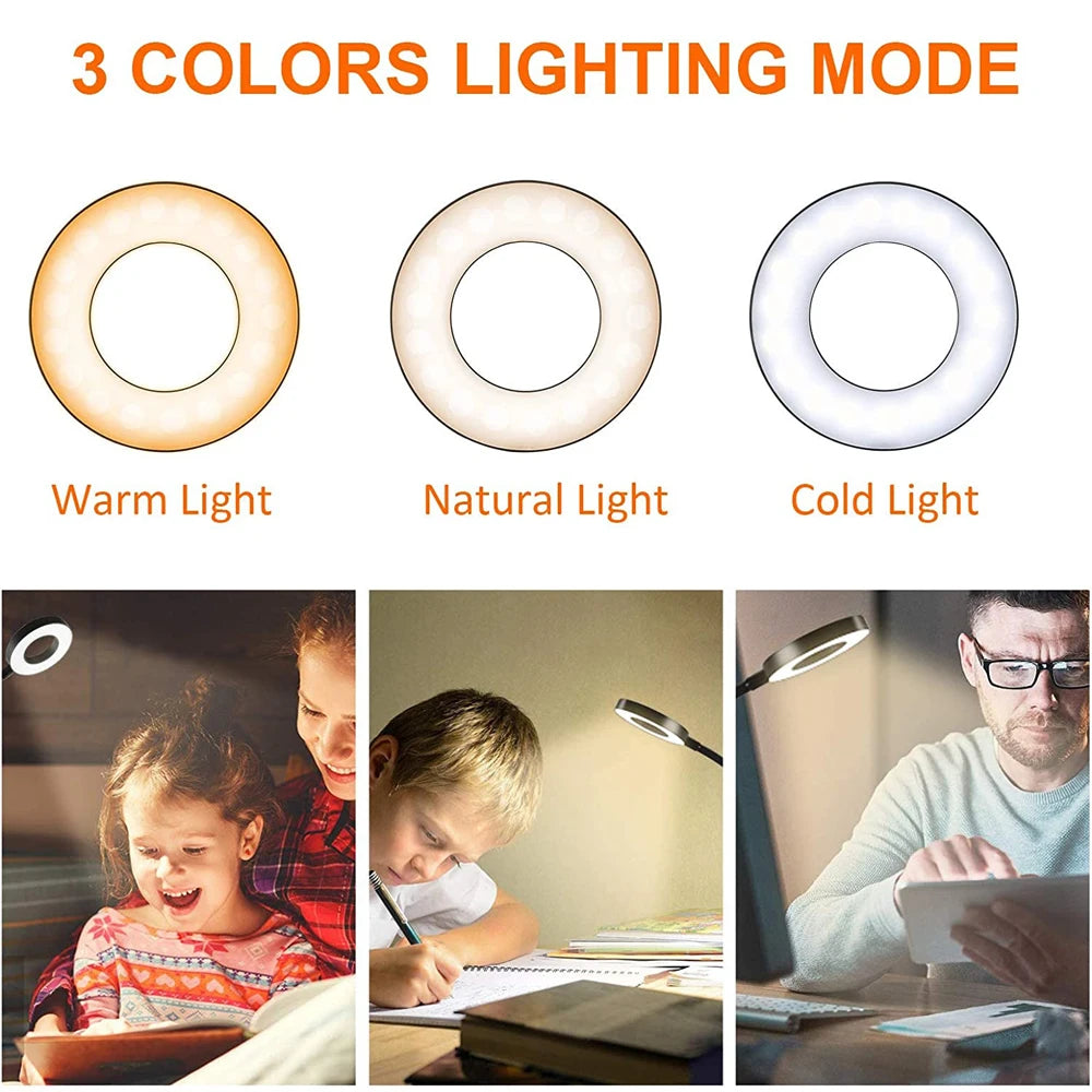 48 LEDs Clip-on-Schreibtischlampe 360 ° Flexible Schwanenhals-Lesetischleuchte, augenschonende USB-Klemme, Bücher, Nachtlicht, Arbeitszimmer, Leselicht