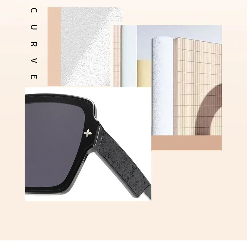 Modische Sonnenbrille mit quadratischem Rahmen für Damen, luxuriöser UV-Schutz, großer Rahmen, All-Match DS-8052-1