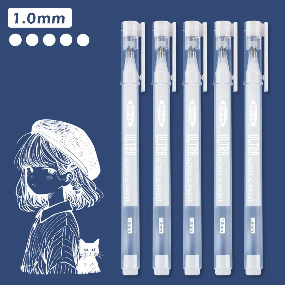 1-5 Teile/satz Klassische Weiße Tinte Gel Stift Highlight Marker Weiße Tinte Verschiedene Punkt Feine Medium Bold für Journaling kunst Zeichnung