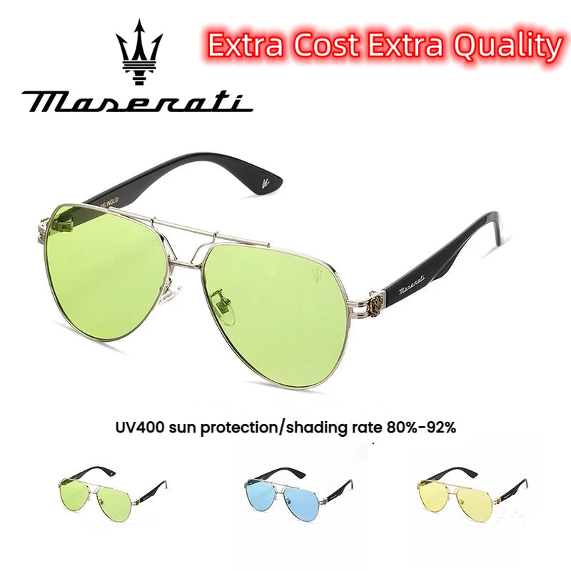 MASERATI Sonnenbrille, neue modische Schutzbrille, stilvolle, ungerahmte Metallrand-Sonnenbrille für Männer und Frauen, coole Pose, trendiges Design 10785