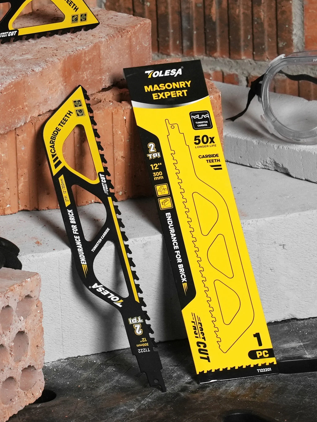 TOLESA 12-Zoll-Strahlsägeblätter für Mauerwerk, 2TPI-Hartmetallklingen zum Schneiden von belüftetem Beton und Hohlziegel, 1 Stück