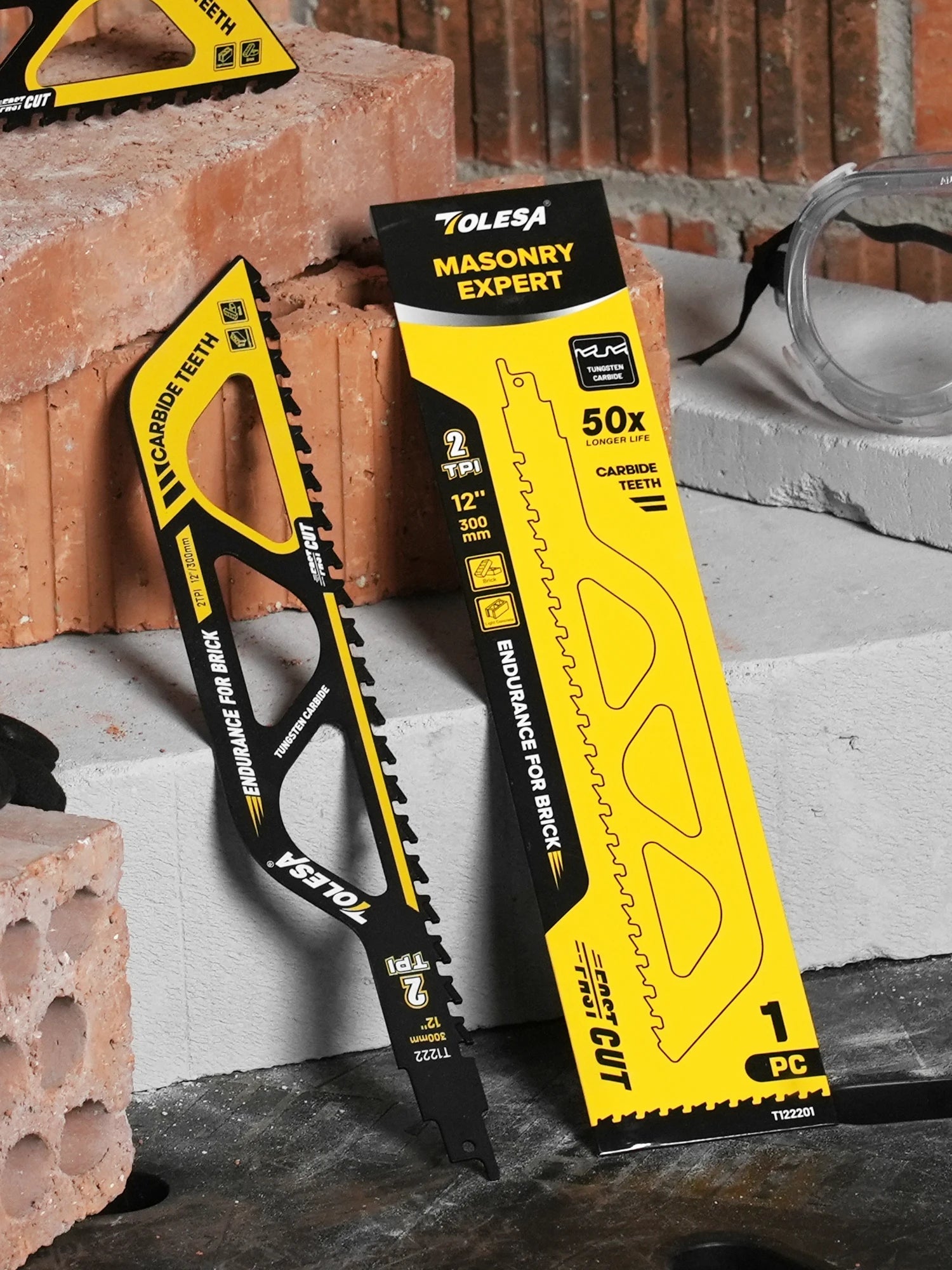 TOLESA 12-Zoll-Strahlsägeblätter für Mauerwerk, 2TPI-Hartmetallklingen zum Schneiden von belüftetem Beton und Hohlziegel, 1 Stück