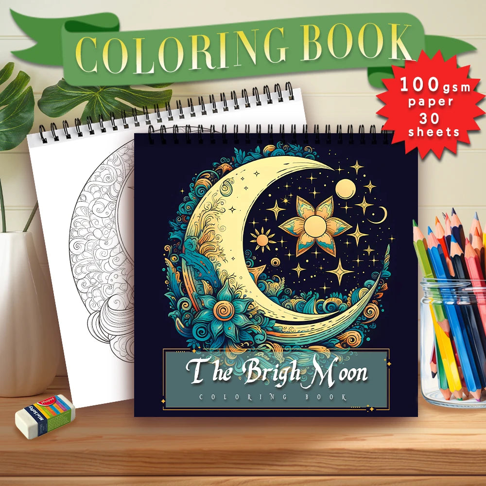 Malbuch für Erwachsene – 30 Blatt Spiral-Malbuch für Damen, 8,3 x 8,3 Zoll, Zeichenbuch, Geburtstagsgeschenk, Weihnachtsfeier-Geschenk