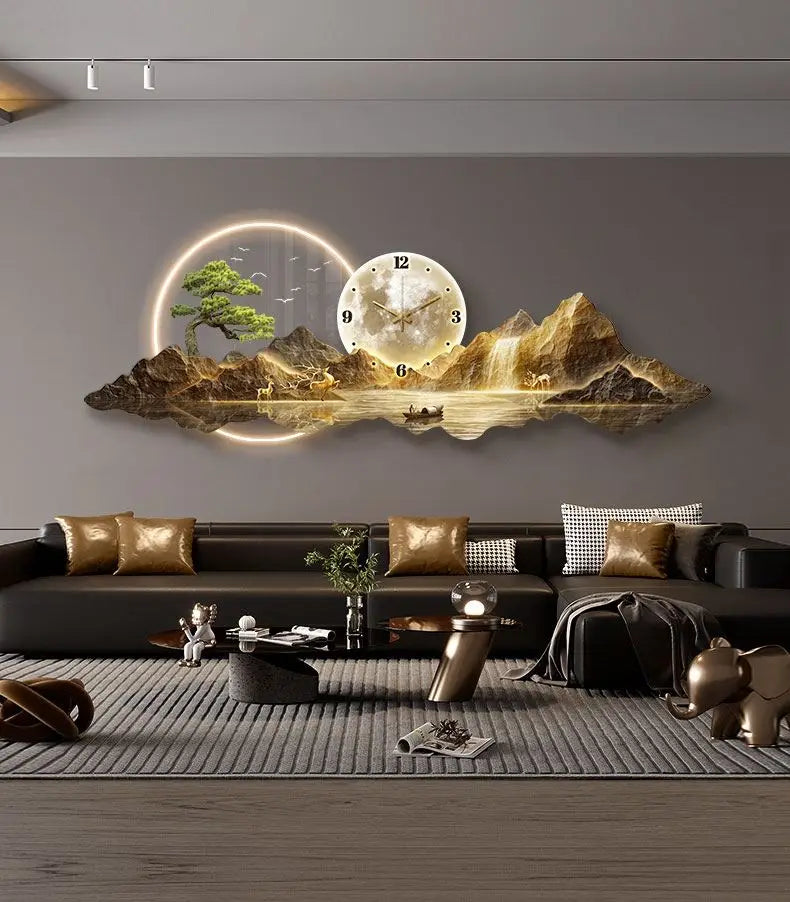 Kreative Uhr Hängen Malerei Wand Dekoration LED Wandbild Wohnzimmer Visuelle Dekoration Hängen Uhr Nordic Hause Dekoration