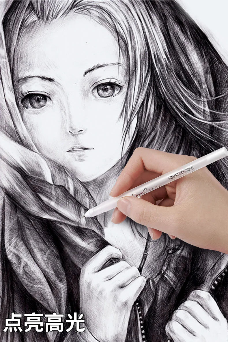 3/5Pcs Weiß Gel Stift 0,8mm Highlight Marker Stift Schwarz Karton Manga Malerei Stift Kunst Skizze Zeichnung schreibwaren
