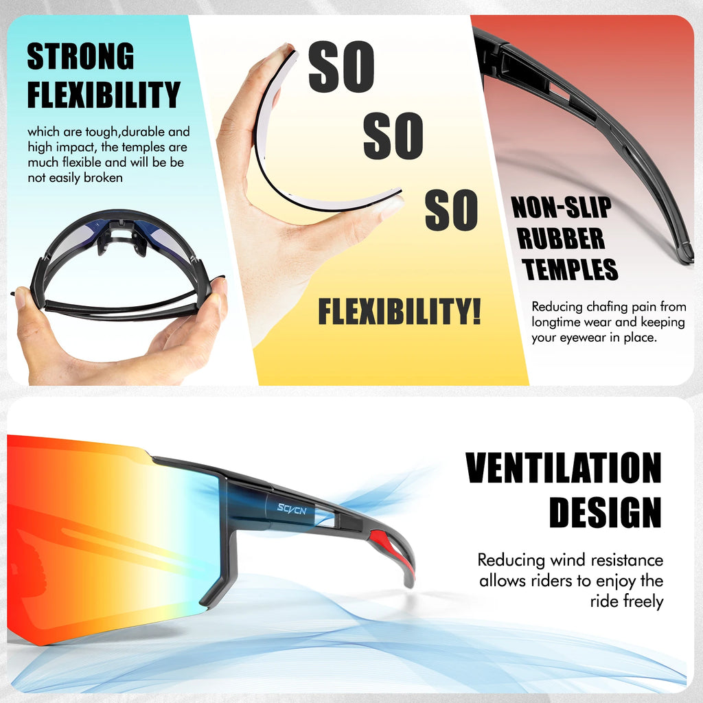 SCVCN Neue Outdoor Radfahren Sonnenbrille Männer MTB Fahrrad Brille Sport Wandern Bergsteigen Frauen Fahrrad Radfahren UV400 Brille