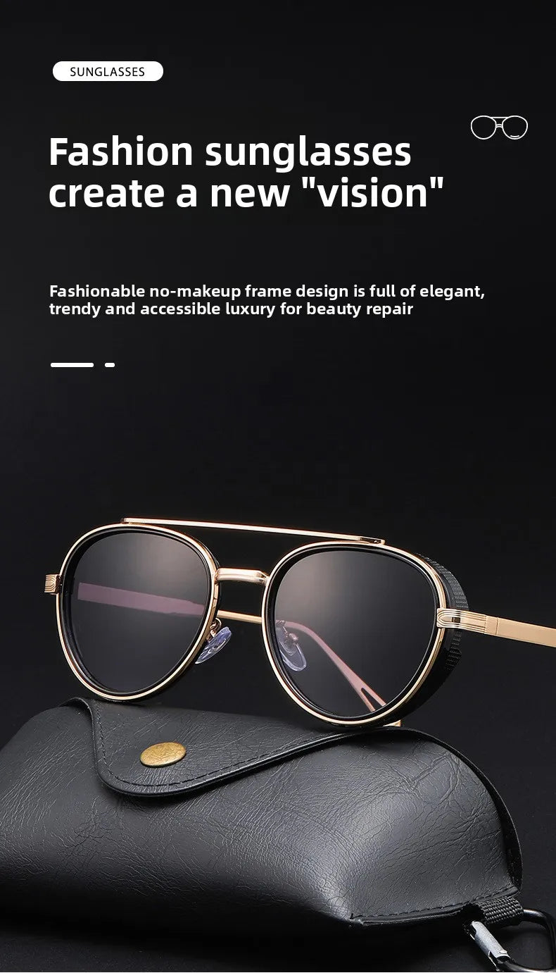 2026 Neue Luxus Steampunk Sonnenbrille, Metallrahmen Ovale Vintage-Brille, Modische Sonnenbrille für Damen, Fahrerbrille für Herren