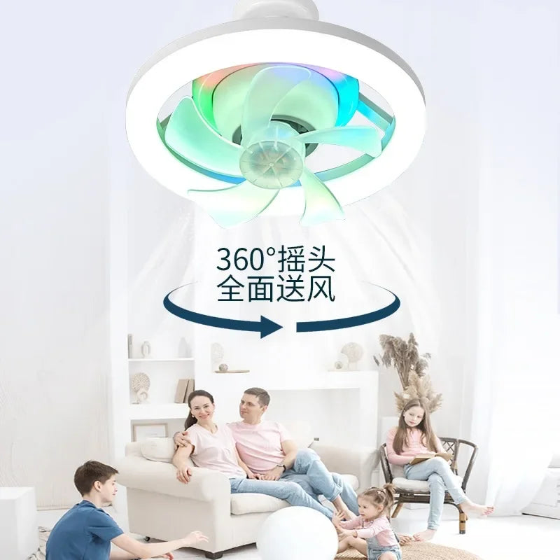 Neueste 360 ° bewegliche Kopf Decken ventilatoren Licht e27 LED-Fernbedienung RGB dreistufige Wind geschwindigkeit Wohnzimmer Esszimmer Schlafzimmer heiß
