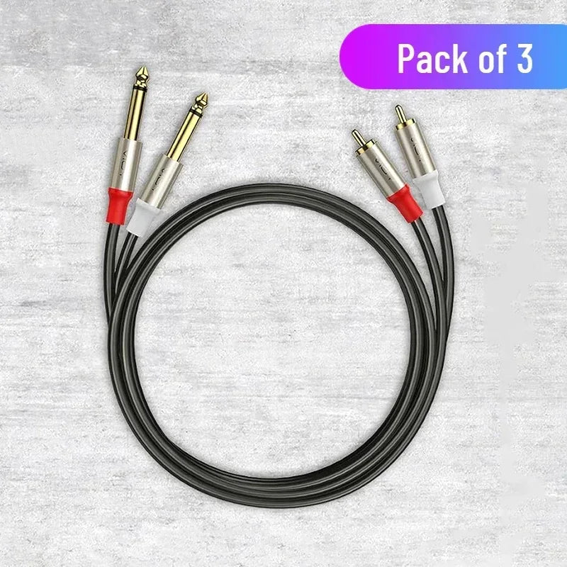 6,35 mm auf Cinch-Kabel Dual 1/4 TS-Stecker auf Dual-RCA-Stecker Stereo-Audiokabel für Gitarre AV-Receiver Lautsprecher Verstärker Heimkino