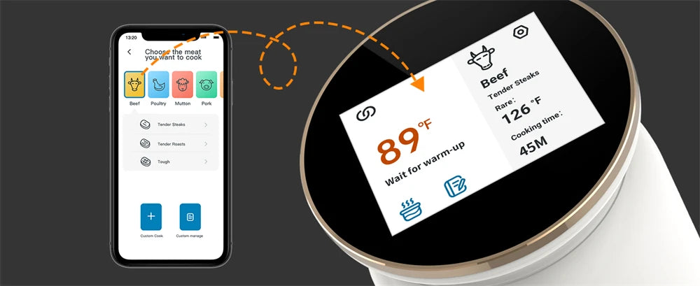 INKBIRD ISV-101W WiFi Sous Vide Cooker, 1000 W, 0,1 ° C Precision, 3D-Heizung, App-Steuerung, USDA-Rezepte, Voralarm, Sicherheitsfunktion