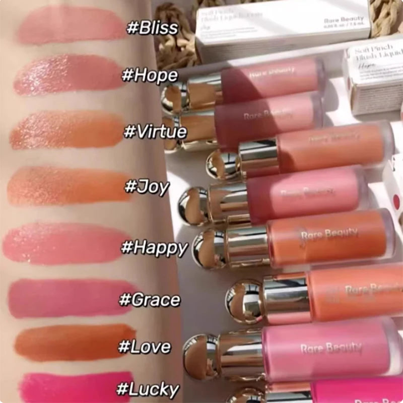 Rare Beauty Neuer exquisiter glänzender Lipgloss, glänzendes flüssiges Pulver, Bluesher Sun Kissed Cheeks und wässrige Lippen, Lippenstift-Kosmetik