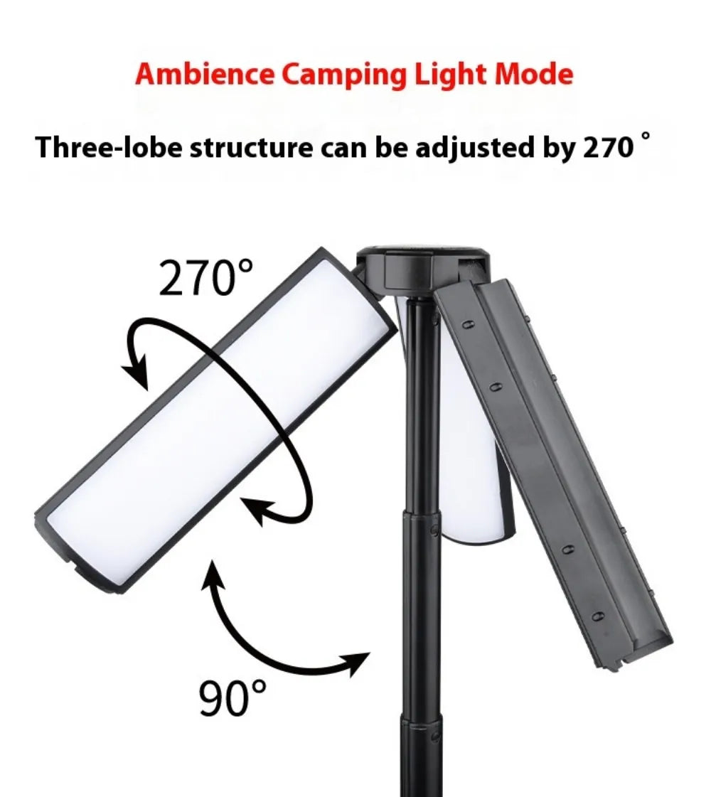 Verbesserte Camping-LED-Teleskop-Taschenlampe mit Stativ, wiederaufladbare Notfalllampe, tragbare Orch-Licht-Tischlampe für den Außenbereich, Zelt