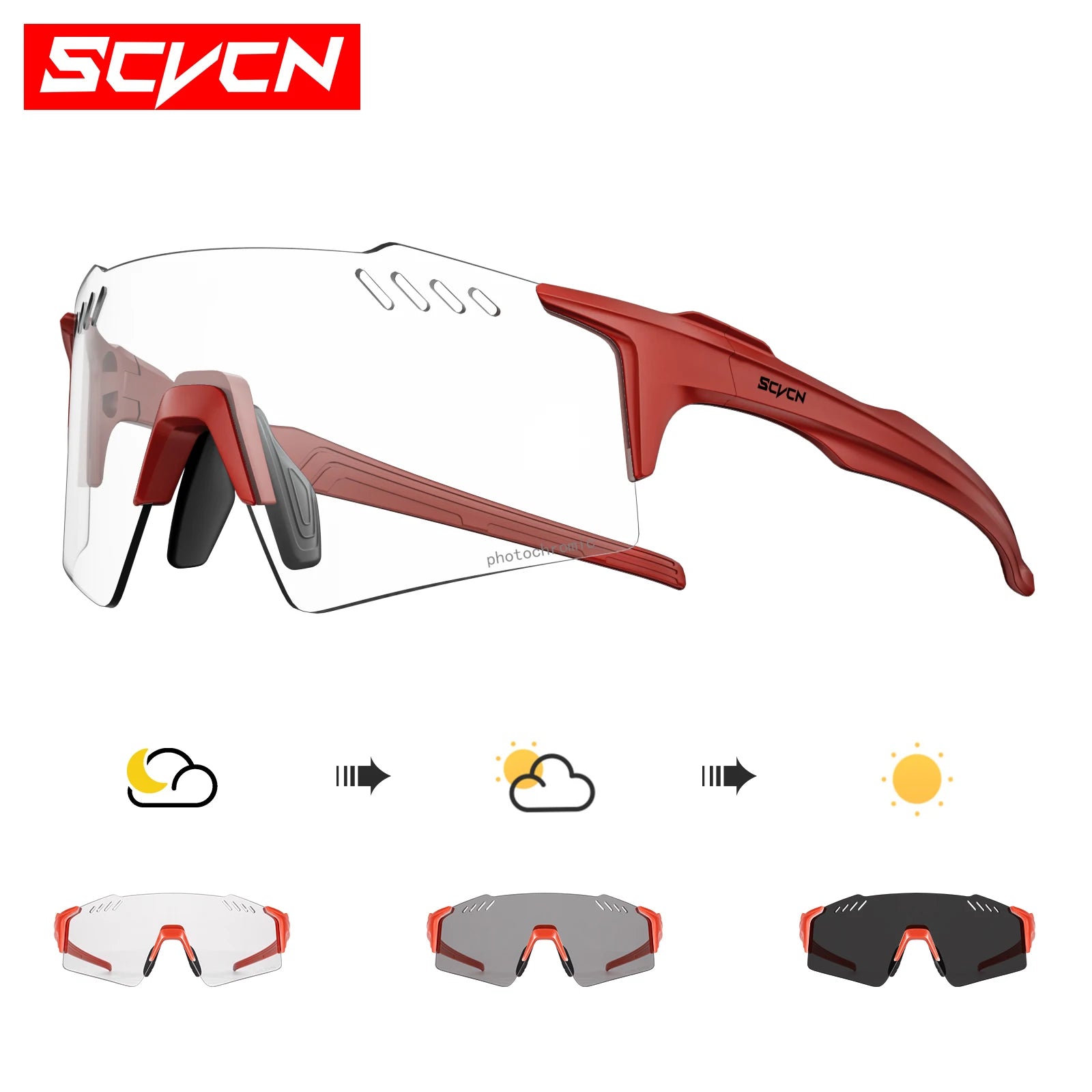 SCVCN Photochrome fahrrad Radfahren brille UV400 Fahrrad reiten Brillen Sport MTB Outdoor Sport Golf Camping Fahren Okulare