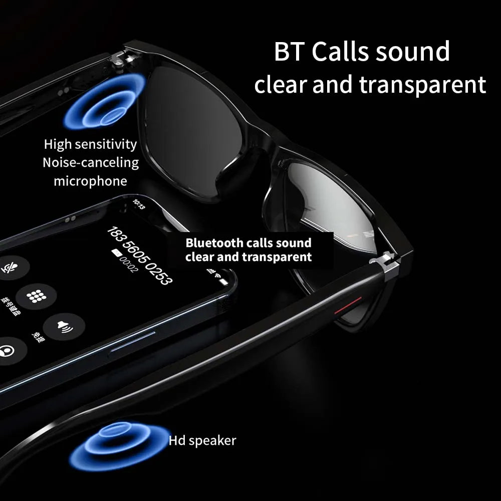 SENBONO E13 Intelligente Brille: Blaulichtfilterung, polarisierte Sonnenbrillengläser, Audio, integriertes Mikrofon, Lautsprecher, Touch- und Sprachassistent